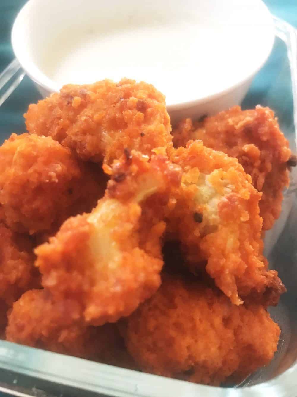 Buffalo cauliflower and blue cheese dip