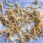 Candied ginger on a baking sheet