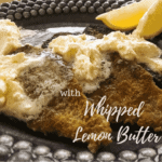 Pan-seared breaded plaice with whipped lemon butter