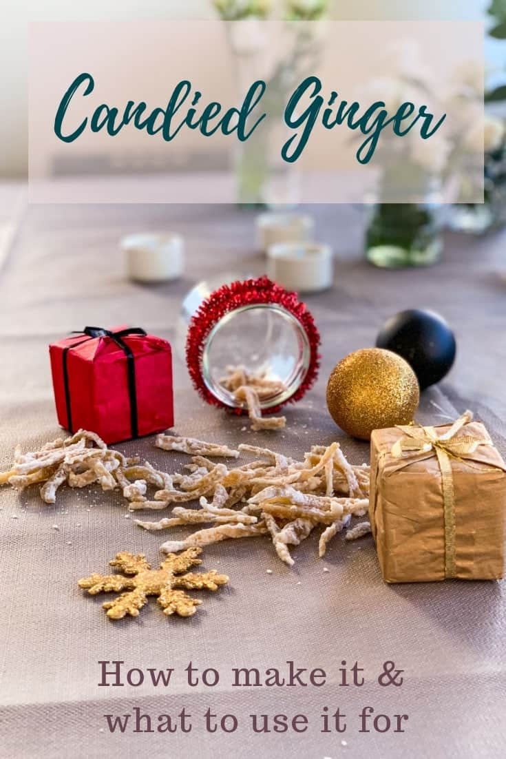 Candied Ginger is a delicious sweet & spicy treat that's easy to make if you just have the time. Just as perfect on its own as for topping Cupcakes, Cookies, Truffles and more! #alwaysusebutter #candiedginger #caramelizedginger #holidays #christmas #candy #sweets