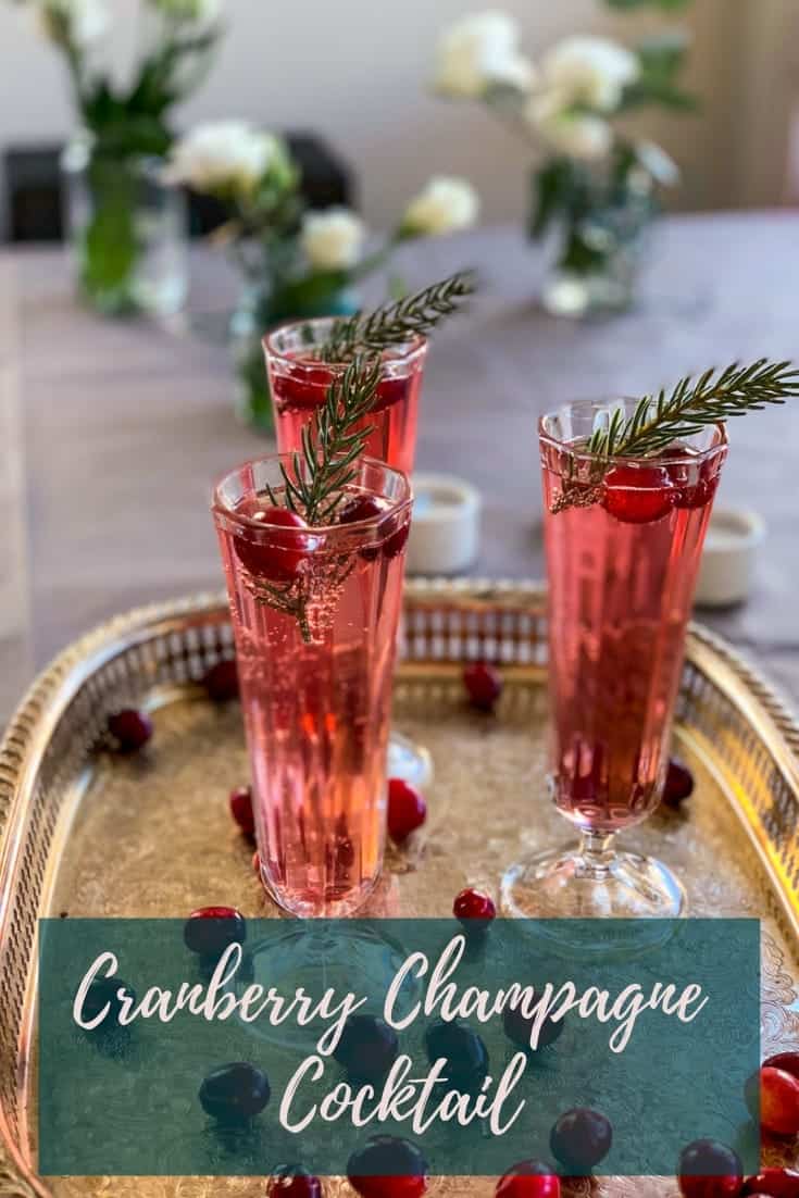 A Cranberry Champagne Cocktail is the perfect holiday cocktail - luxuriously sparkling, just the right amount of sweet and with a nice kick from the gin. #alwaysusebutter #cocktail #holidays #christmas #cranberryspritz