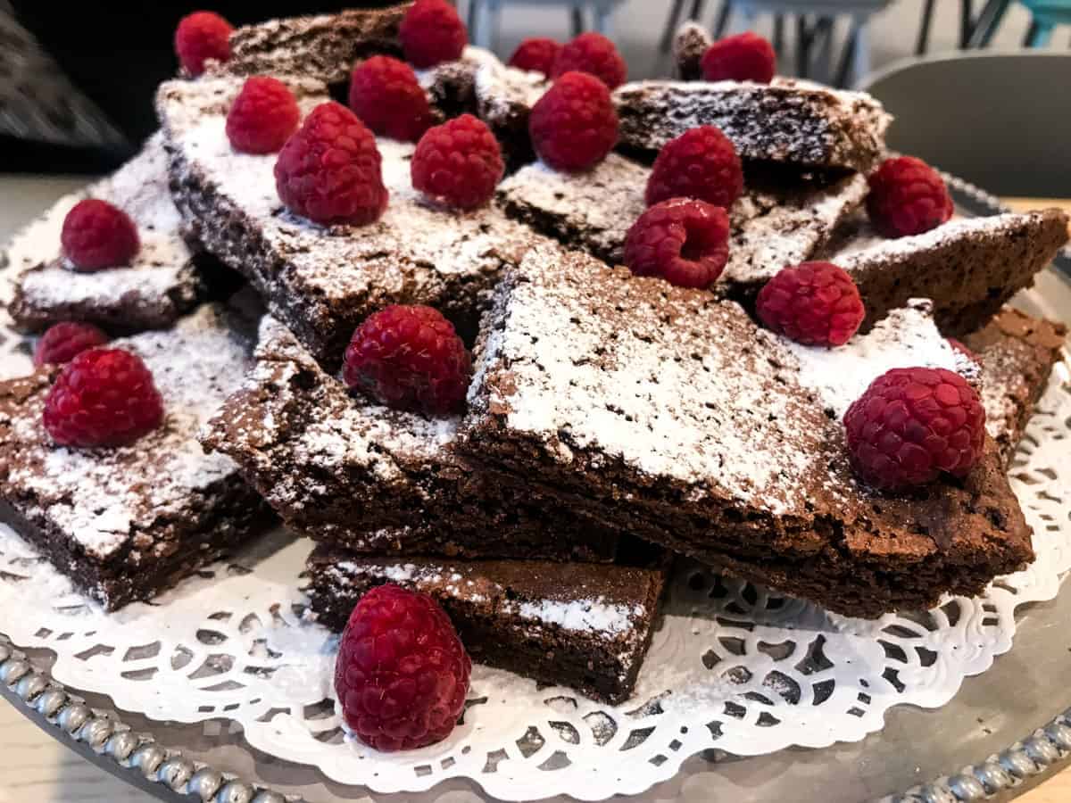 brownies topped with raspberries