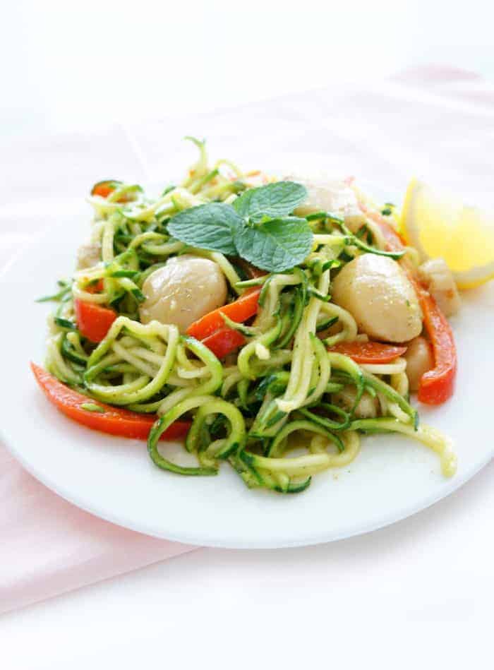 zucchini noodles with scallops