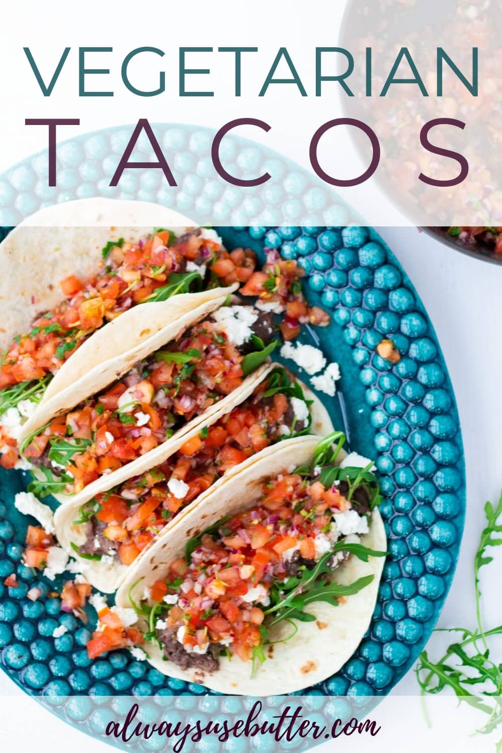 Vegetarian Tacos With Black Beans Feta Cheese Pico De Gallo
