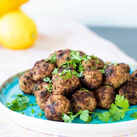 lamb meatballs on a plate