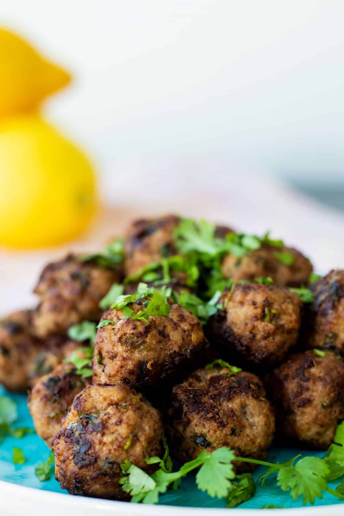 closeup of lamb meatballs