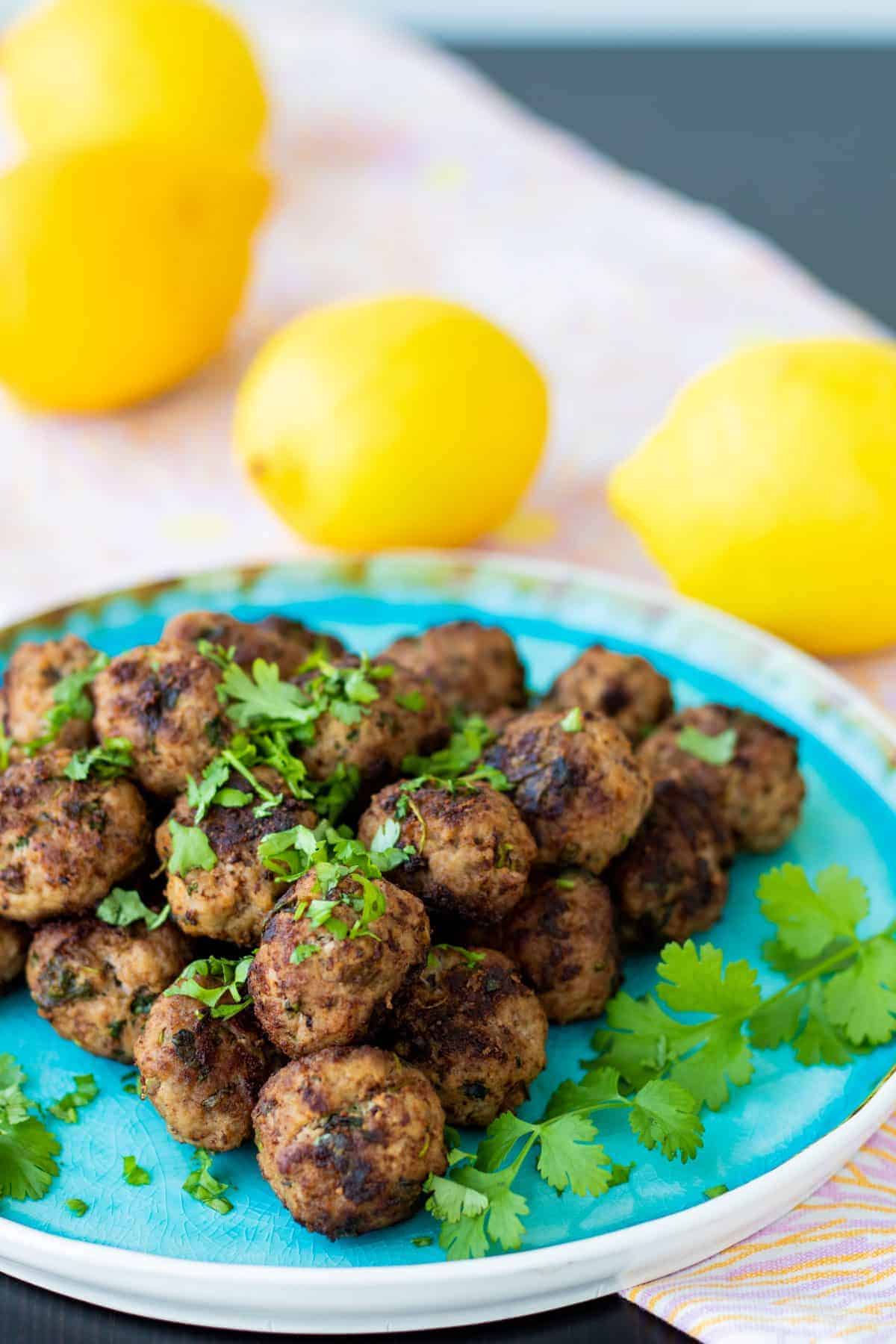 lamb meatballs on a plate