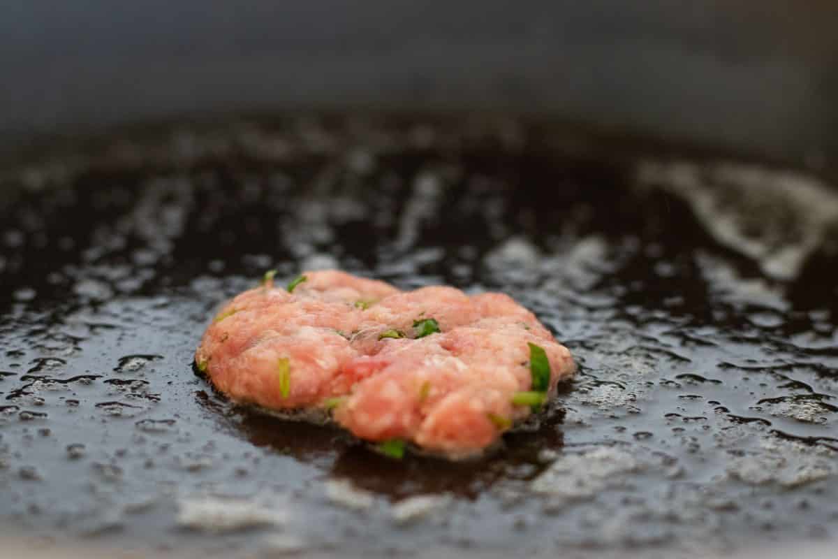 a test patty for lamb meatballs