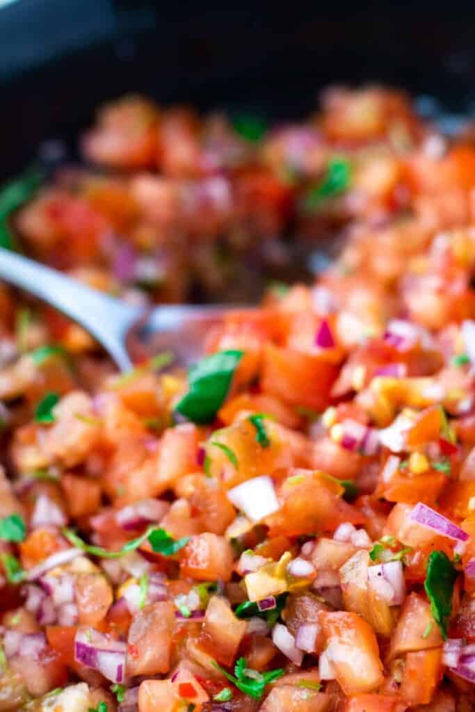 close up of pico de gallo salsa