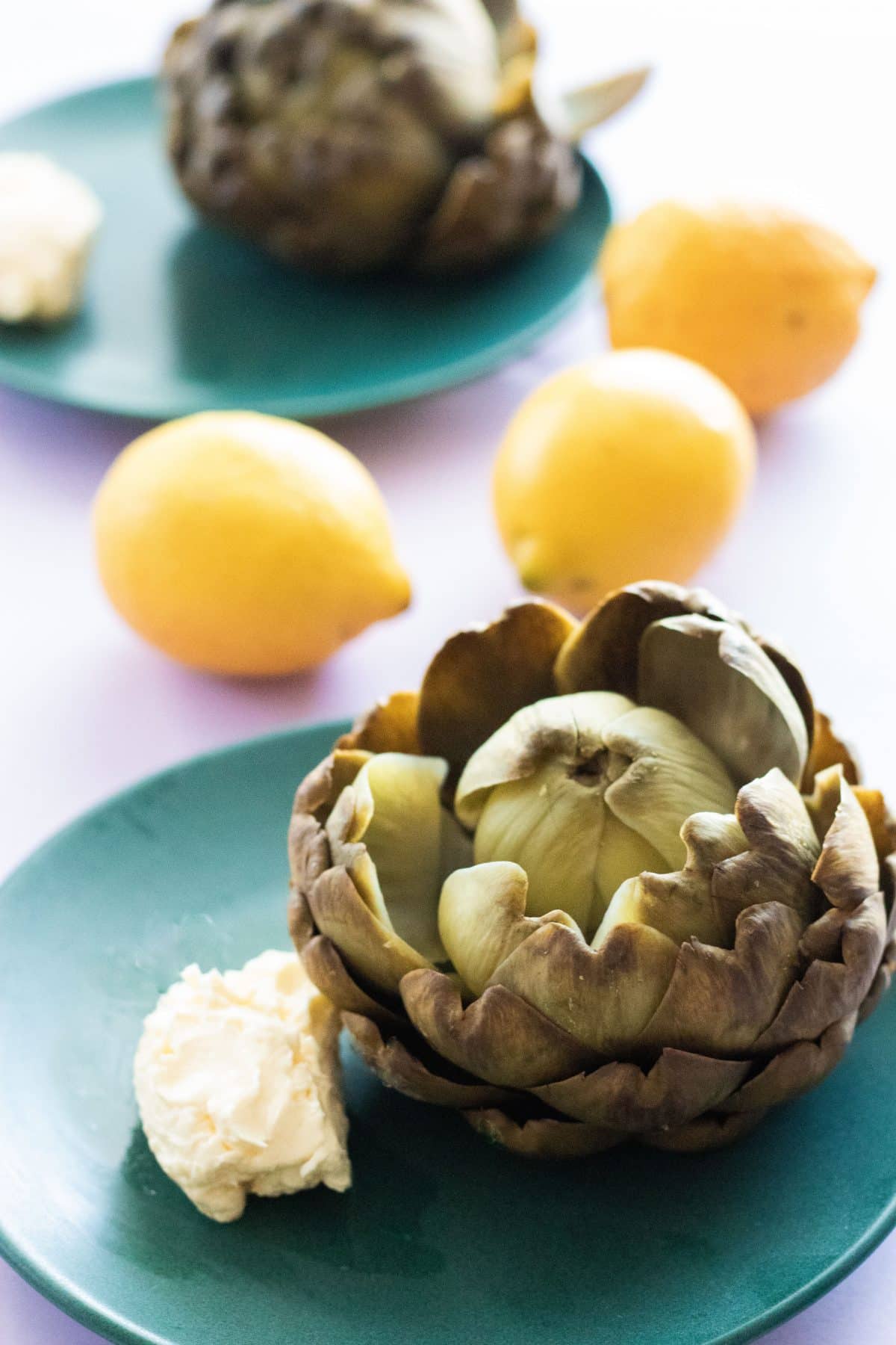 artichokes with whipped lemon butter – steamed & boiled version