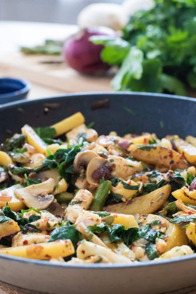 Potato Stirfry with Halloumi & Veggies [Vegetarian]