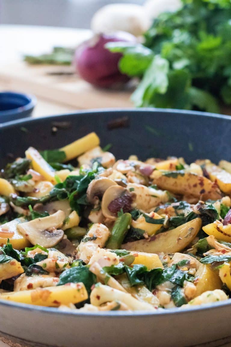 Potato Stirfry with Halloumi & Veggies [Vegetarian]