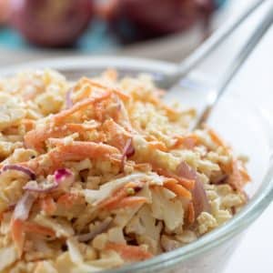 closeup of raw cauliflower salad