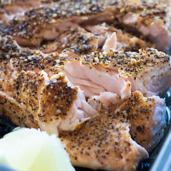 Lemon pepper salmon.