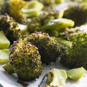 closeup of garlic roasted broccoli