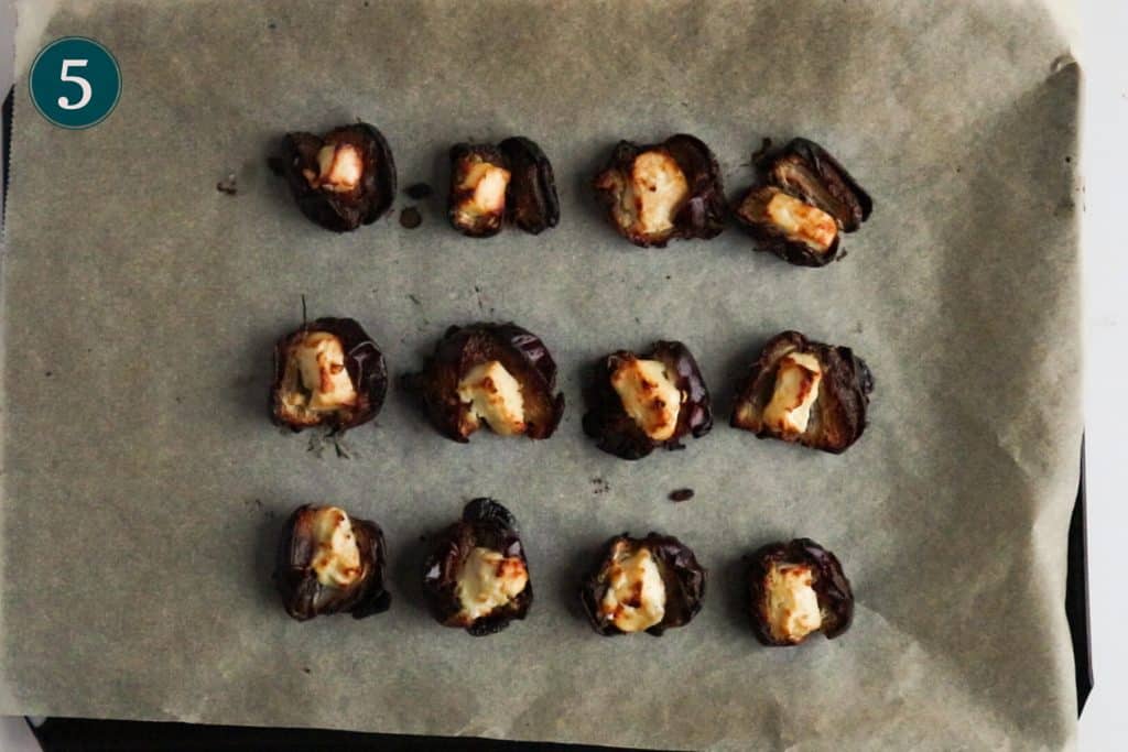 stuffed dates with feta cheese after baking