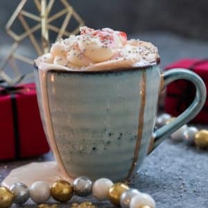 side view of christmas hot chocolate