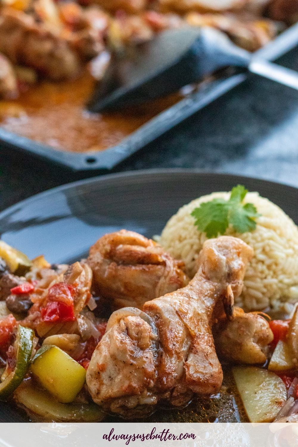 Baked Chicken Drumsticks with Veggies Chicken always use butter