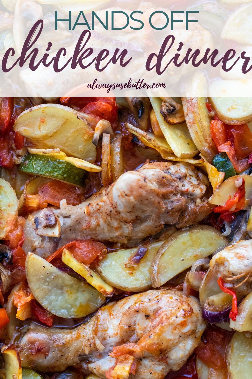 Baked Chicken Drumsticks with Veggies- Chicken - always use butter