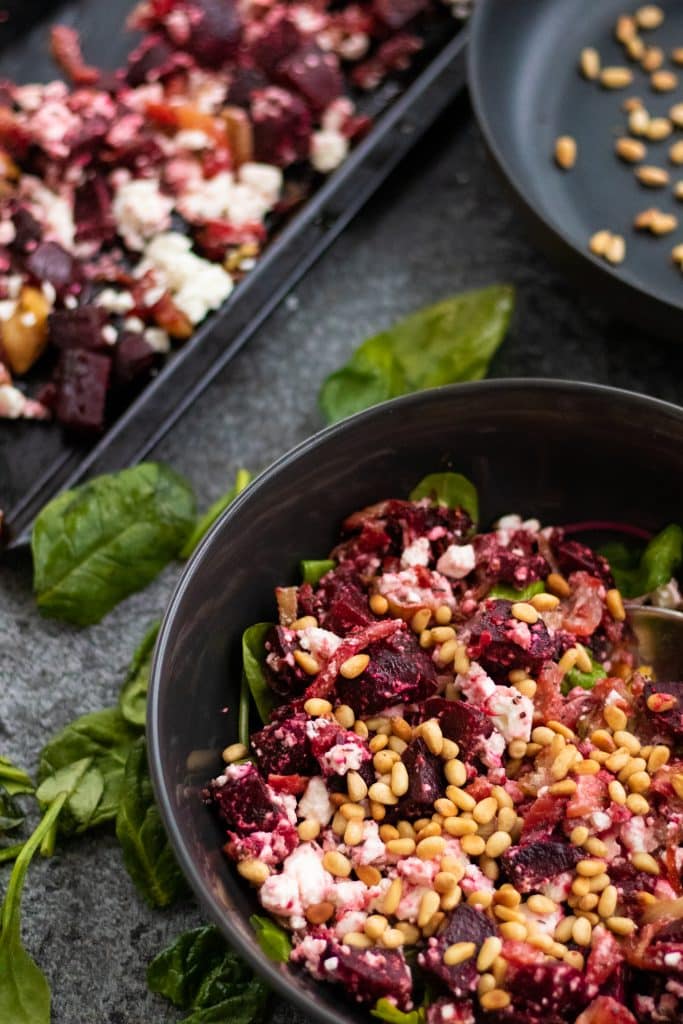 roasted beetroot salad with feta cheese [vegetarian, gluten-free]
