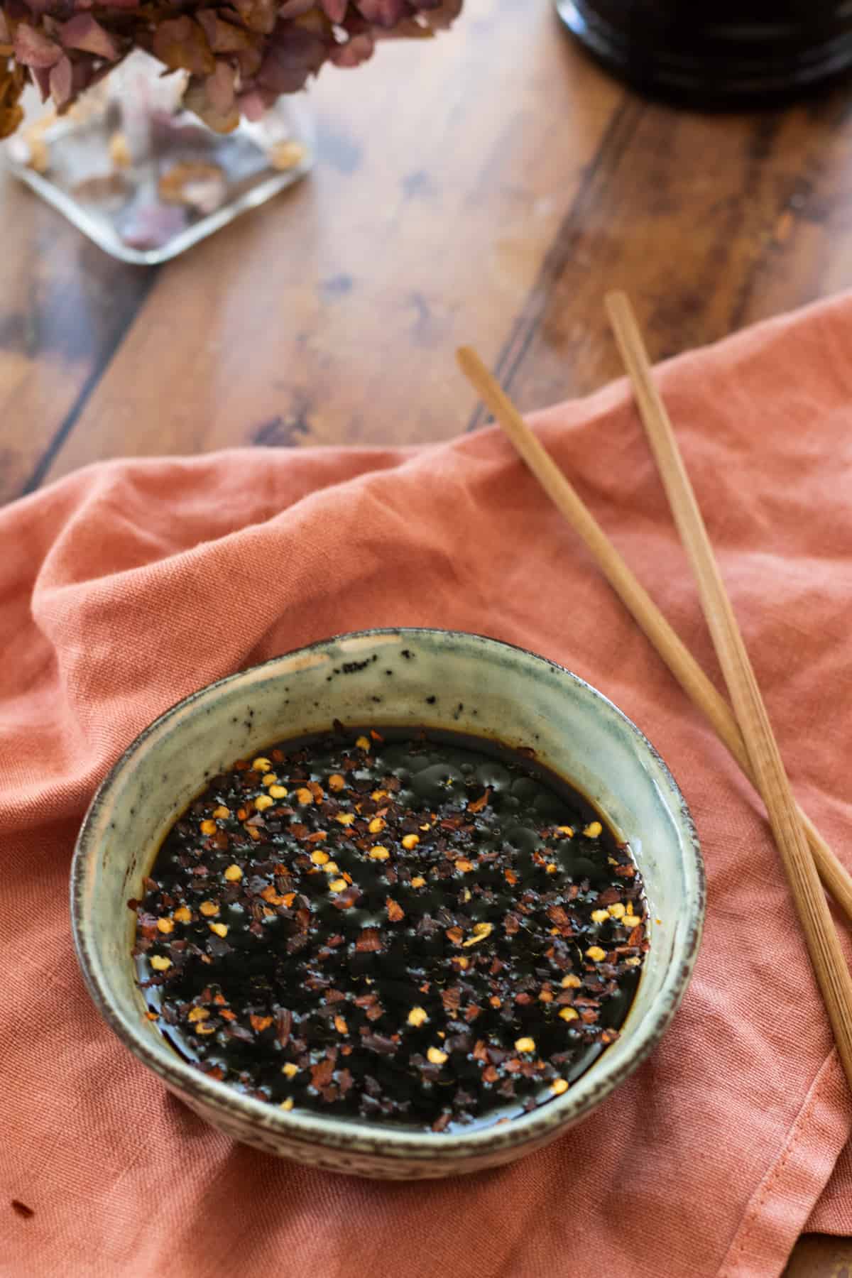 gyoza dipping sauce in a bowl