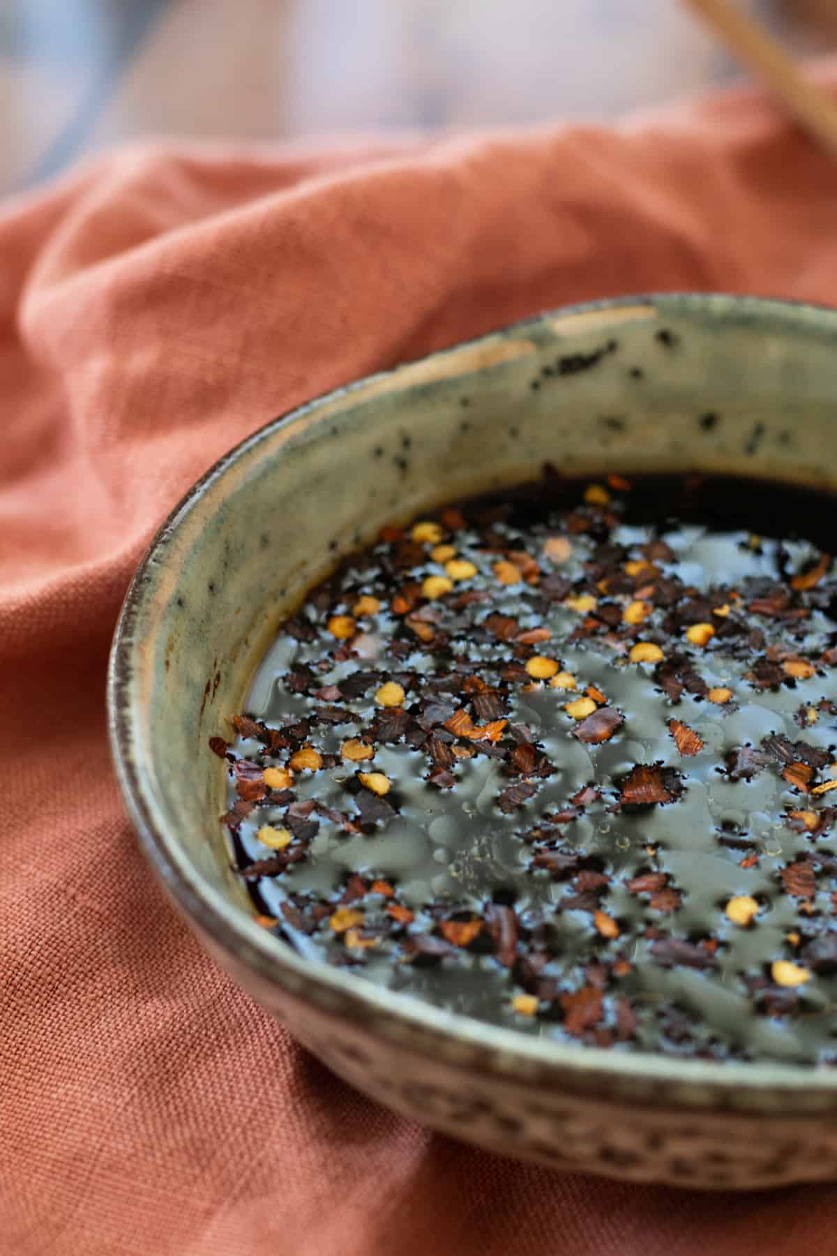 gyoza dipping sauce in a bowl.