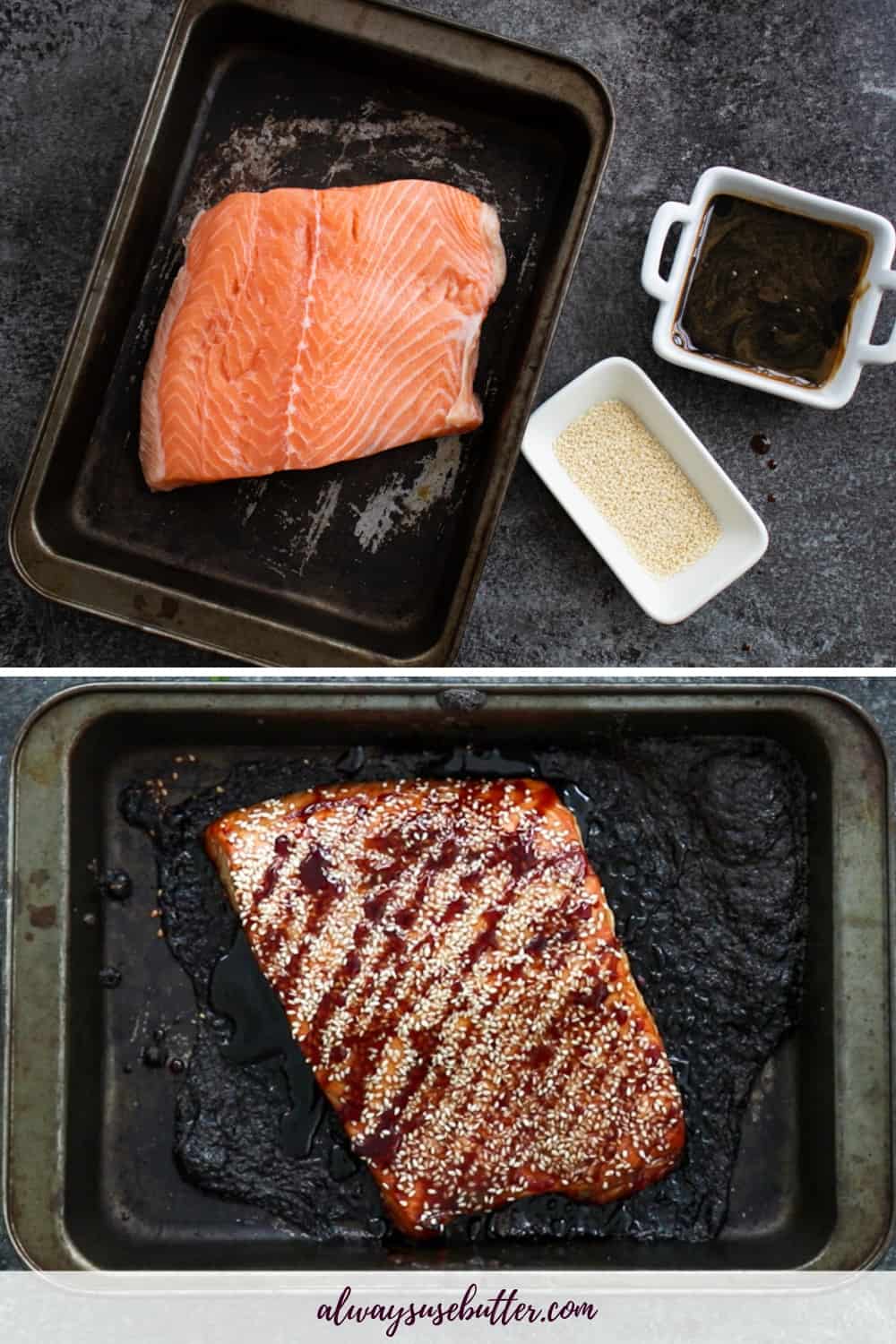 Oven Baked Teriyaki Salmon - always use butter