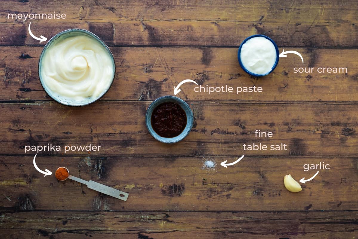 ingredients needed to make a chipotle ranch dressing.