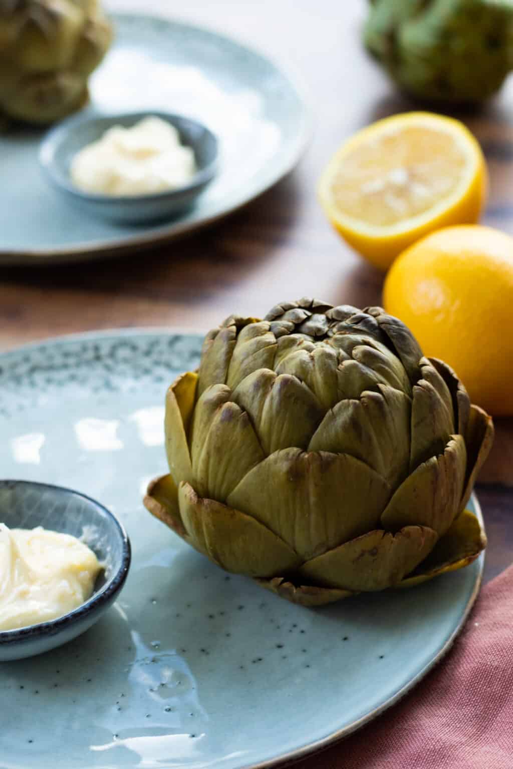 Boiled Artichokes with Whipped Lemon Butter (+ how to steam them!)