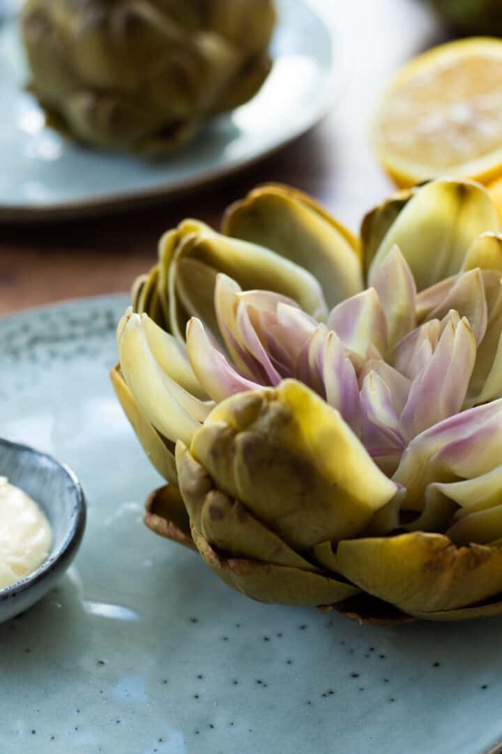 Boiled Artichokes with Whipped Lemon Butter (+ how to steam them!)