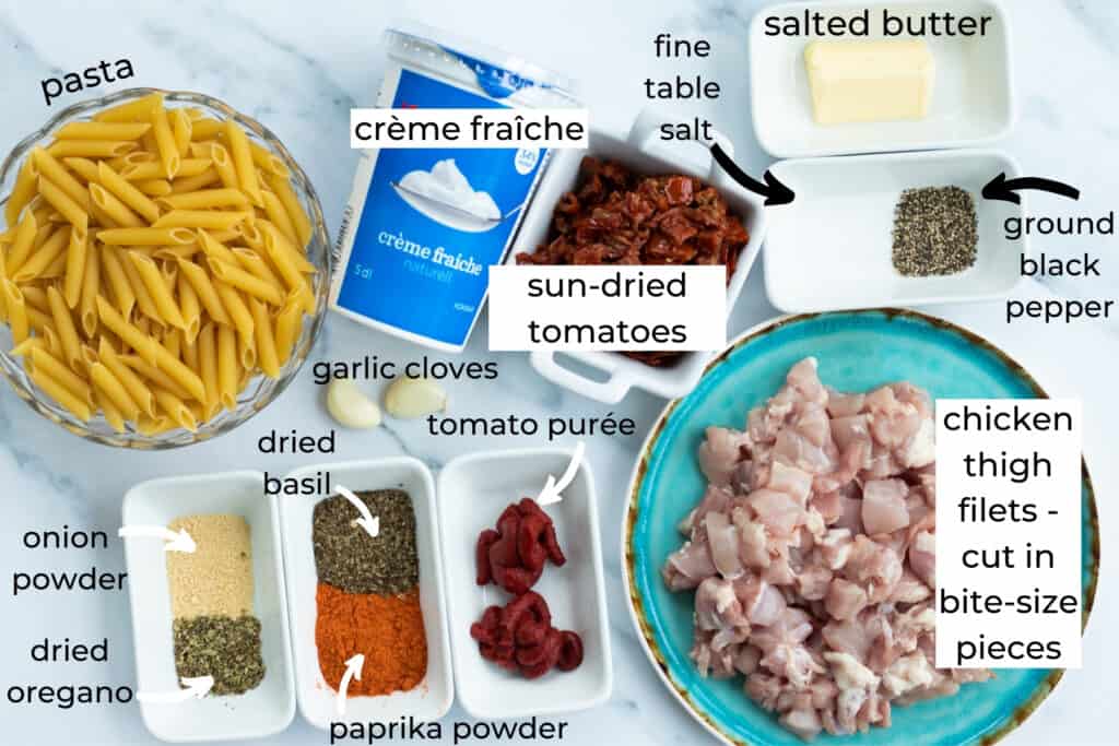 Creamy Sun Dried Tomato Chicken Pasta with Crème Fraîche