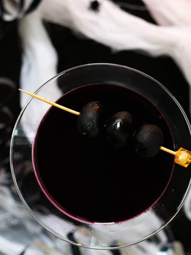 top down view of black widow martini