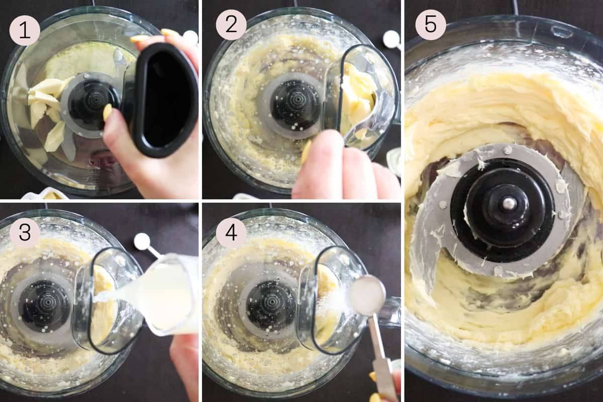 collage showing how to make whipped lemon butter.