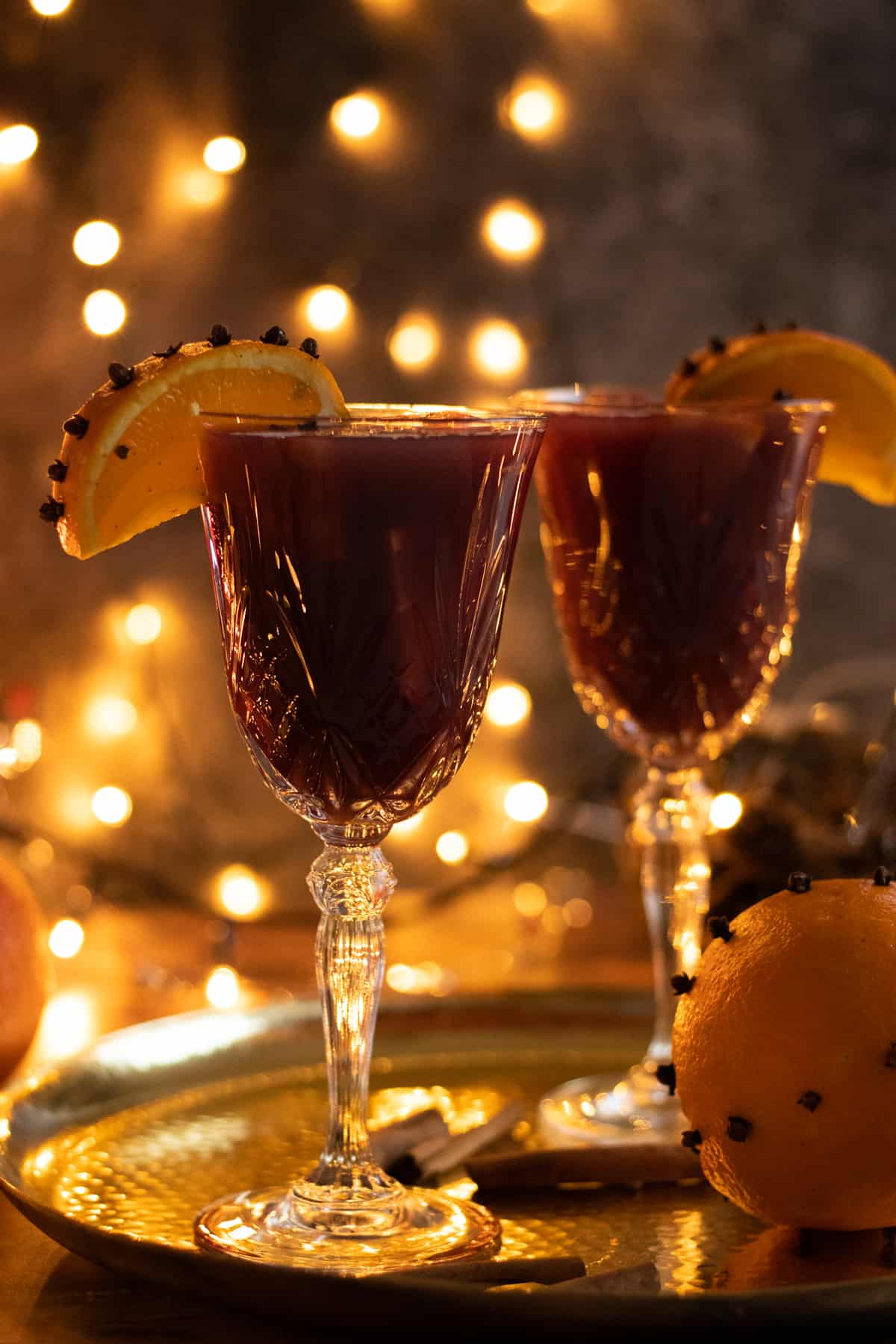 Two glasses of christmas sangria