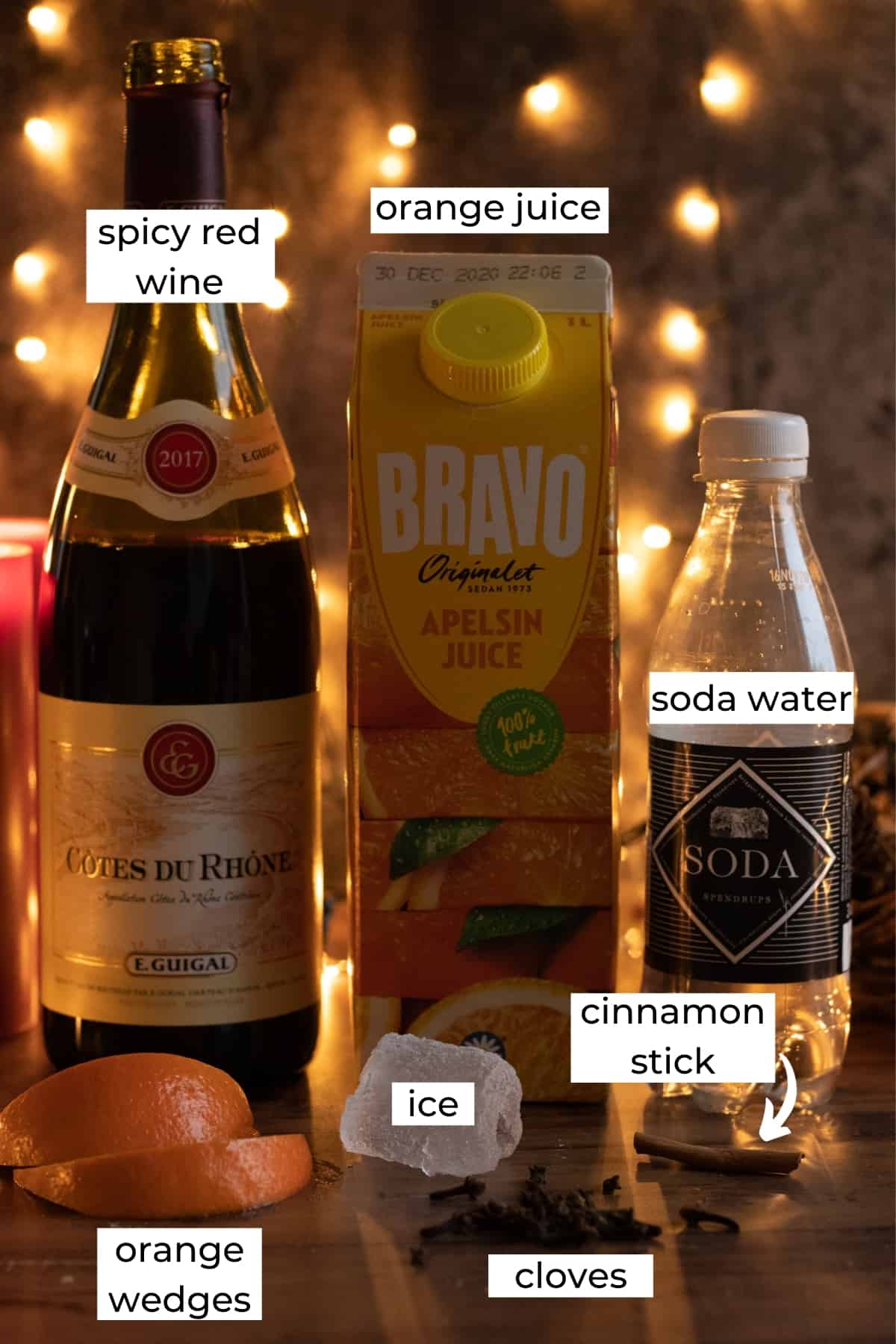 ingredients for christmas sangria