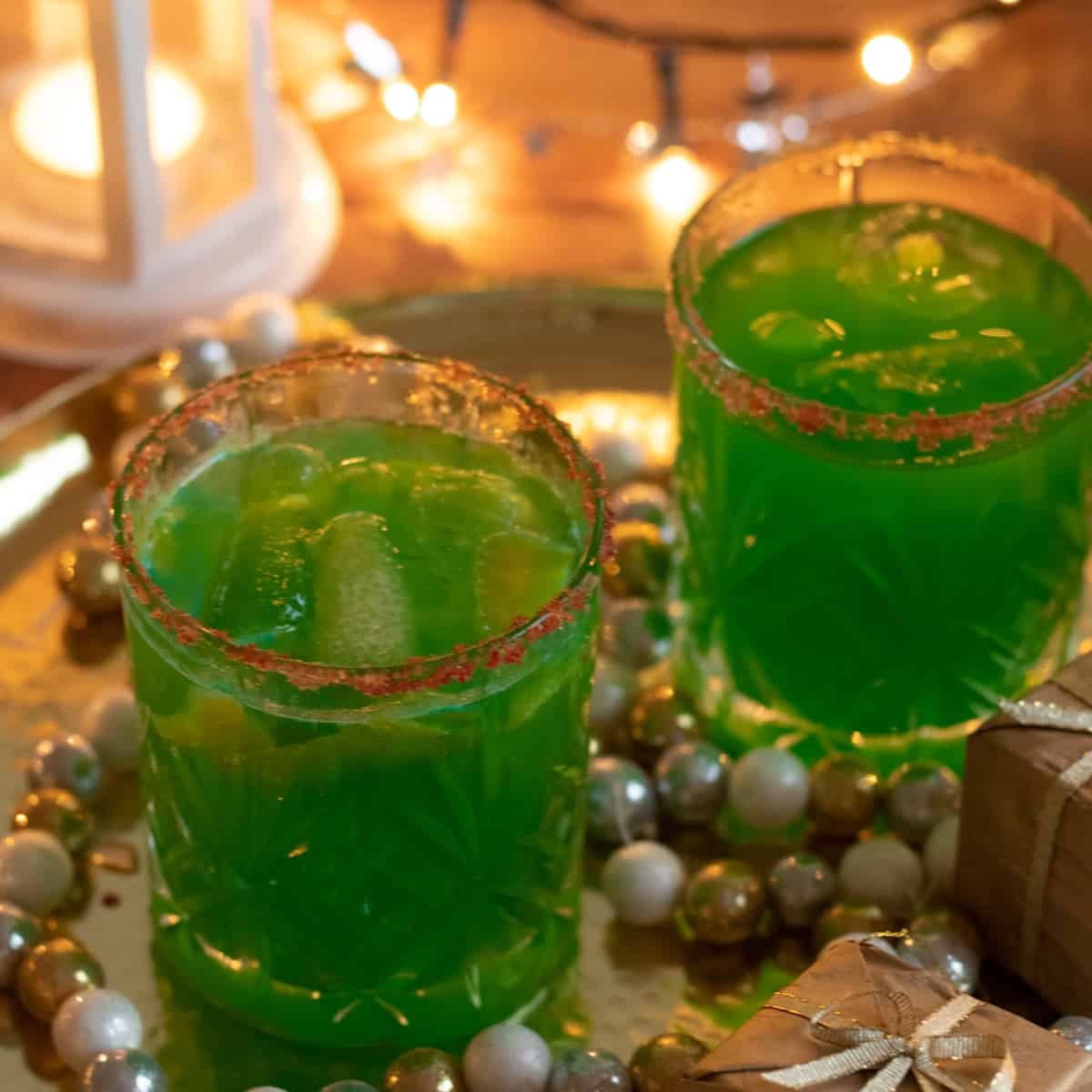 two glasses of grinch punch
