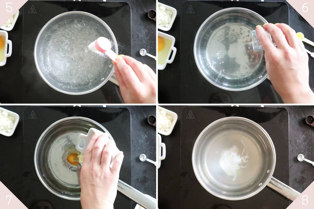 collage showing how to poach an egg