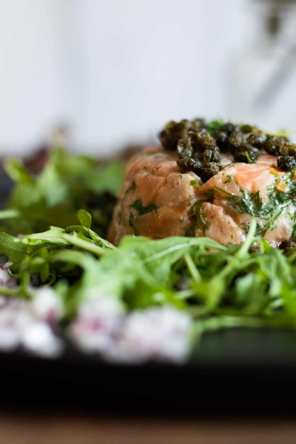 Salmon Tartare with Rum & Fried Capers always use butter