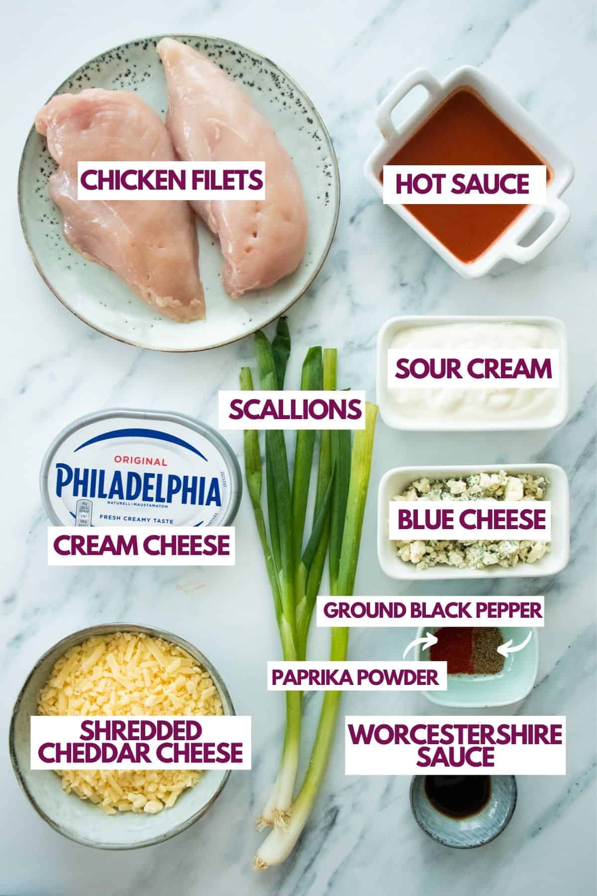 ingredients for instant pot buffalo chicken dip