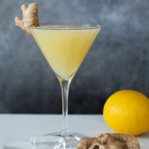 lemon ginger mocktail in a martini glass