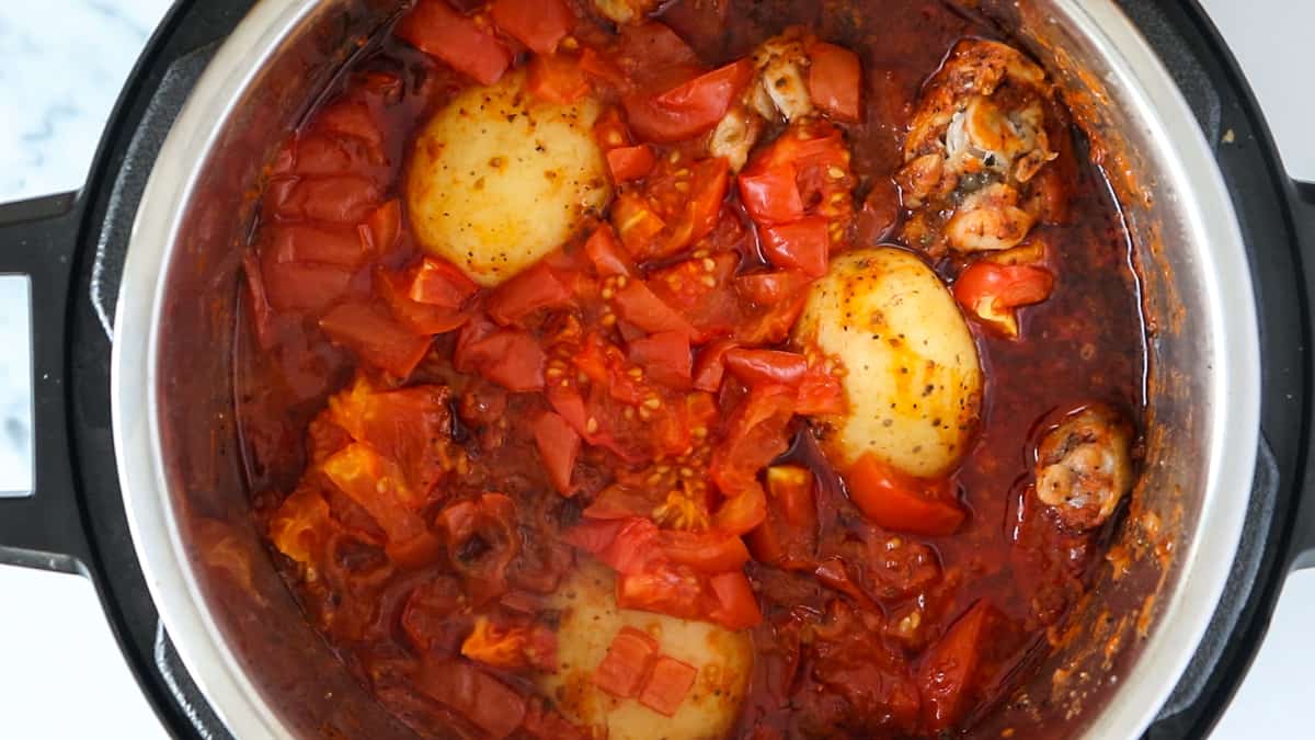 Instant Pot Chicken and Potatoes in Tomato Sauce - always use butter