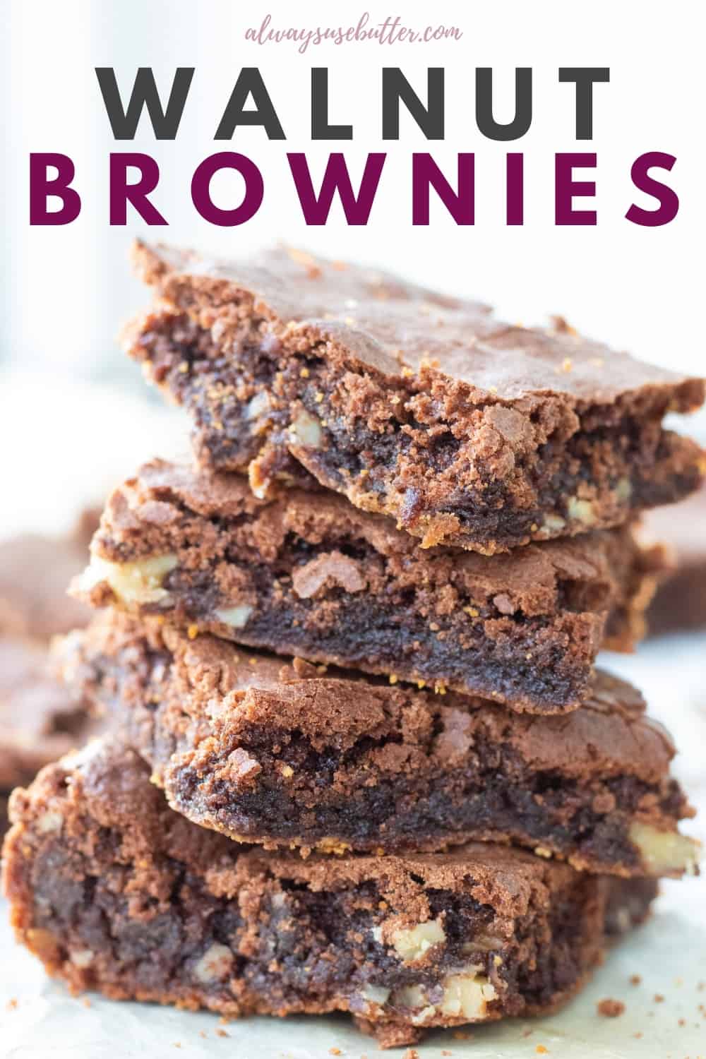 Easy Chocolate Walnut Brownies with Cocoa Powder always use butter