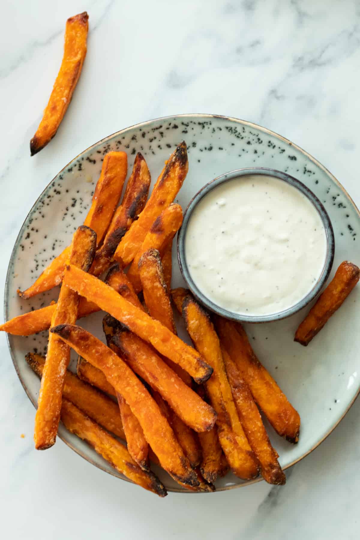 Perfect Frozen Sweet Potato Fries in the Air Fryer - Get On My Plate