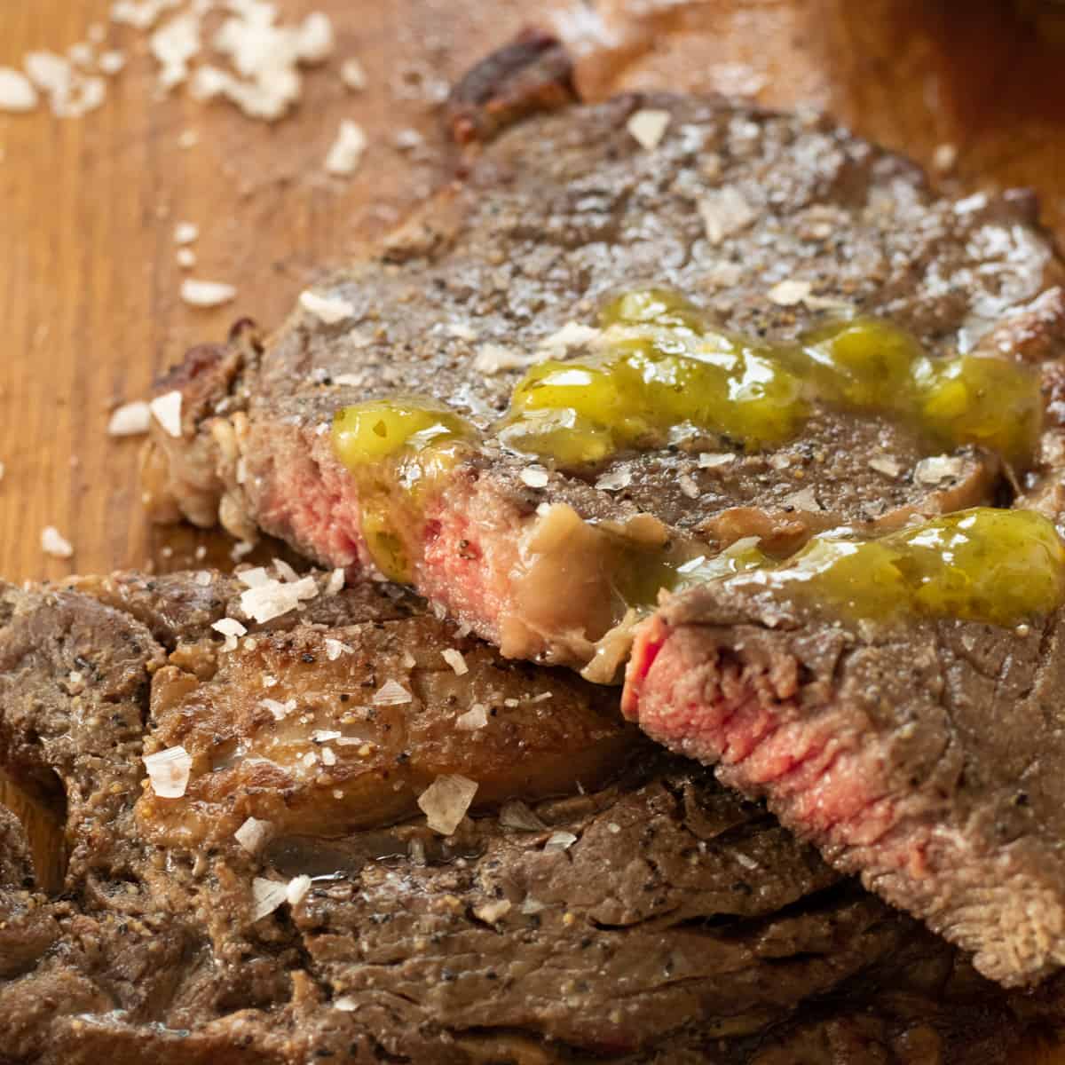 Easy Air Fryer Rib Eye Steak - always use butter