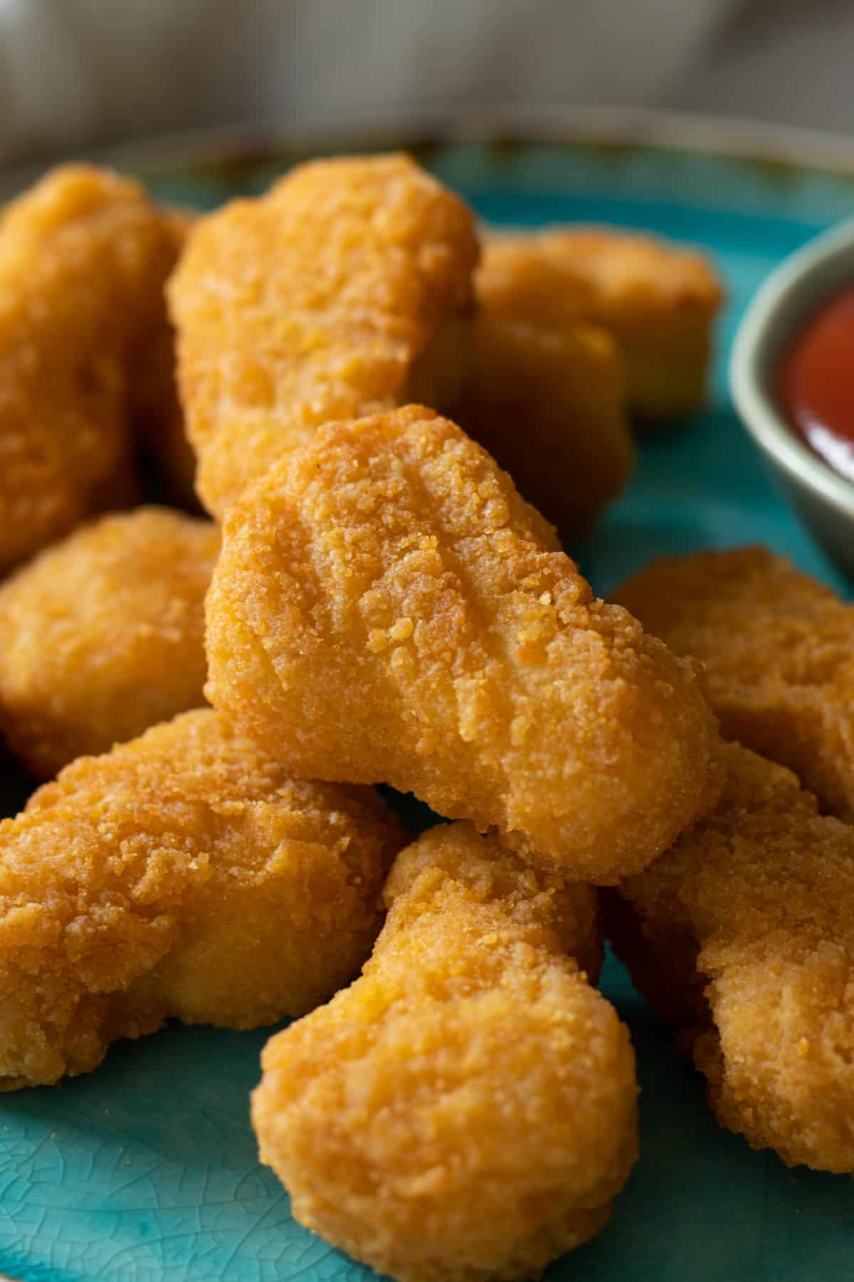 close up of chicken nuggets.