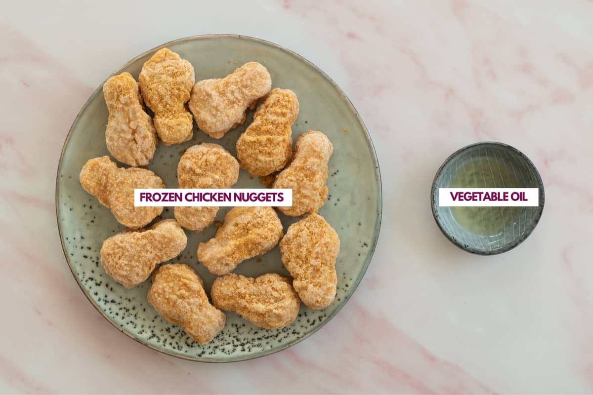 ingredients for air fryer frozen chicken nuggets.