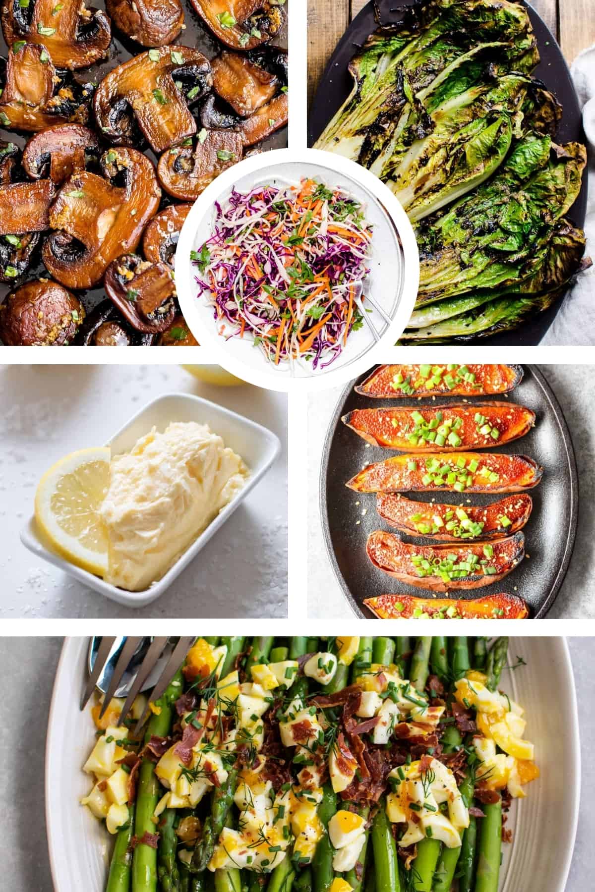 collage showing different side dishes that go well with salmon