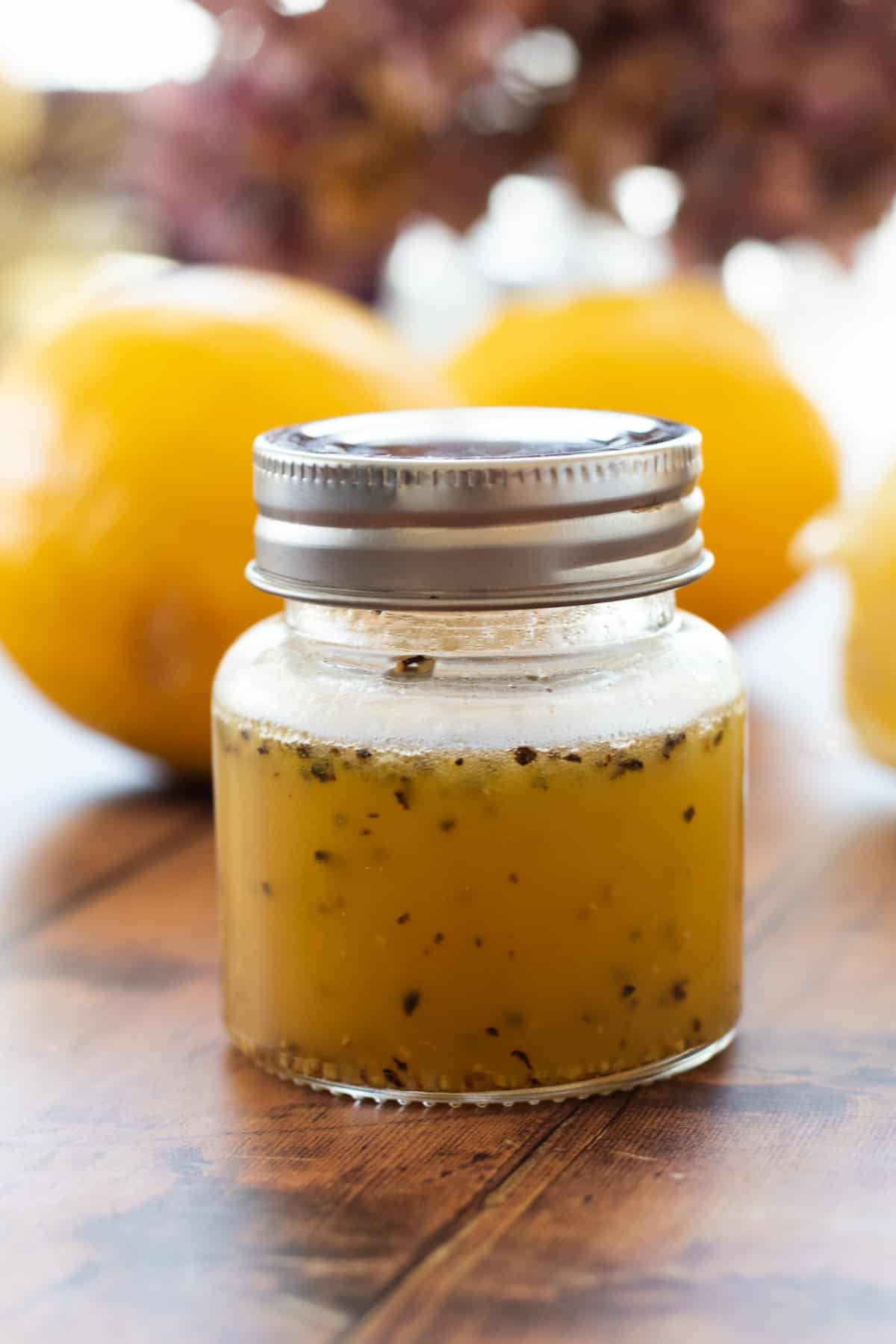 honey lemon vinaigrette in a jar.