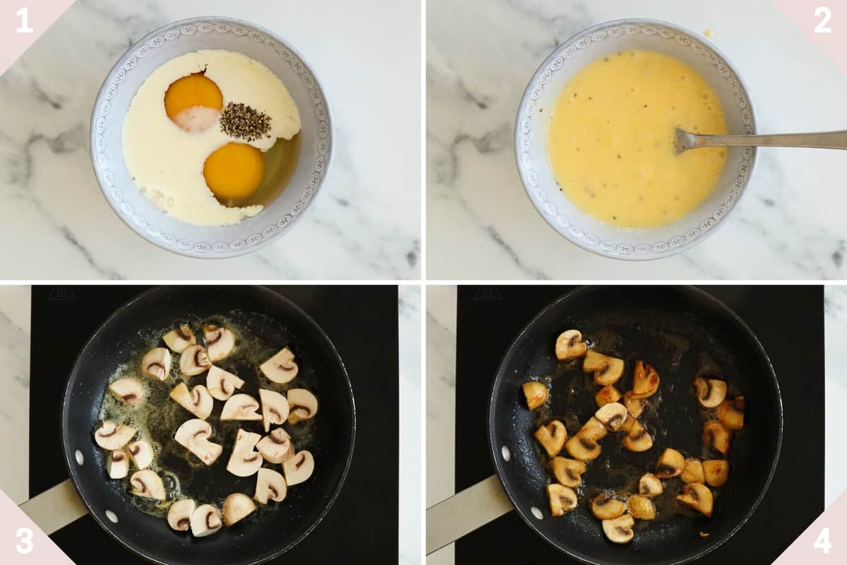 collage showing how to make a stovetop frittata