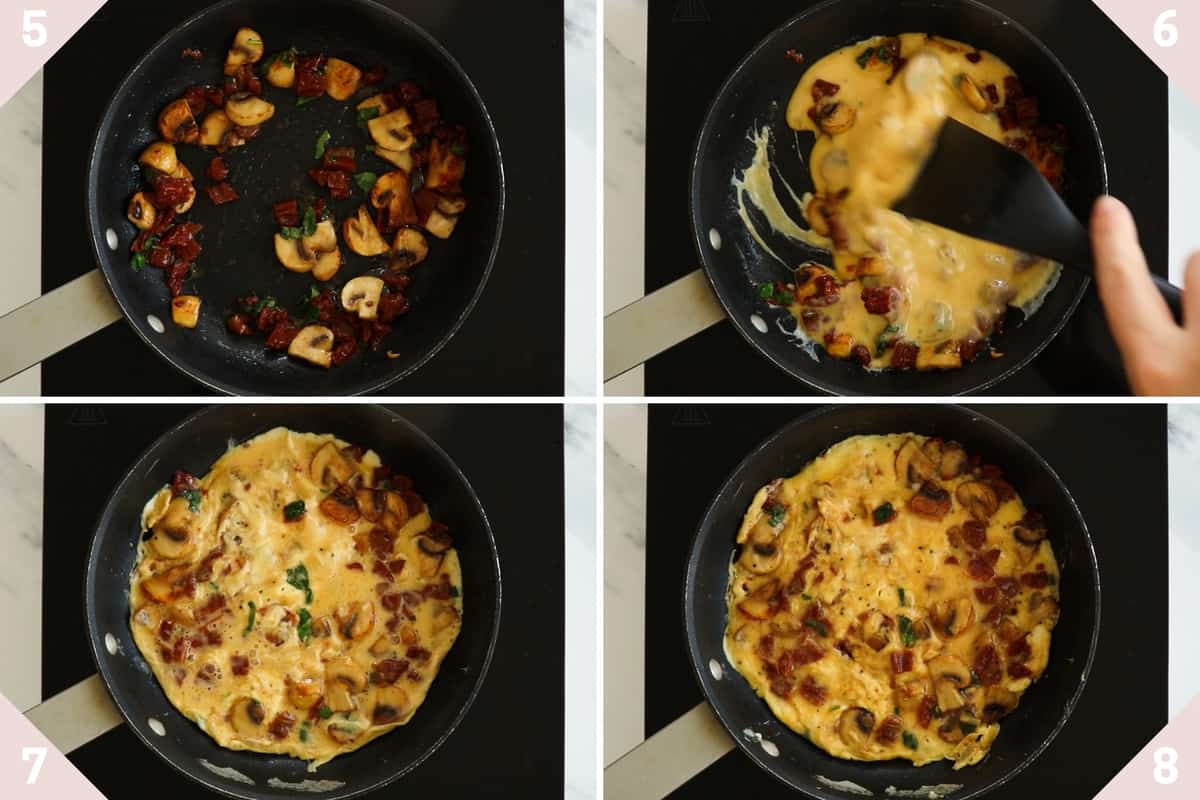 collage showing how to make a stovetop frittata